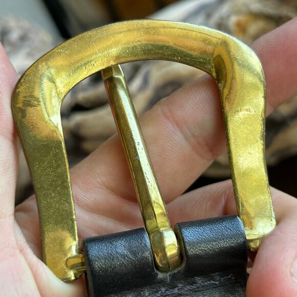 Cherokee genuine Italian leather belt size medium 34 Brass buckle black - Picture 2 of 12